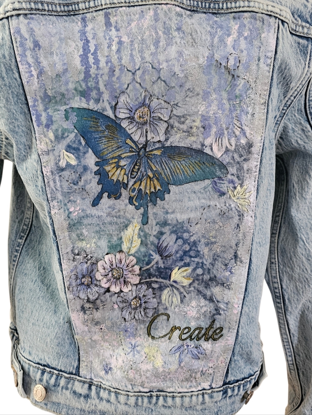 Unique Mixed Media Jean Jacket - Gap Brand - Picture 2 of 3